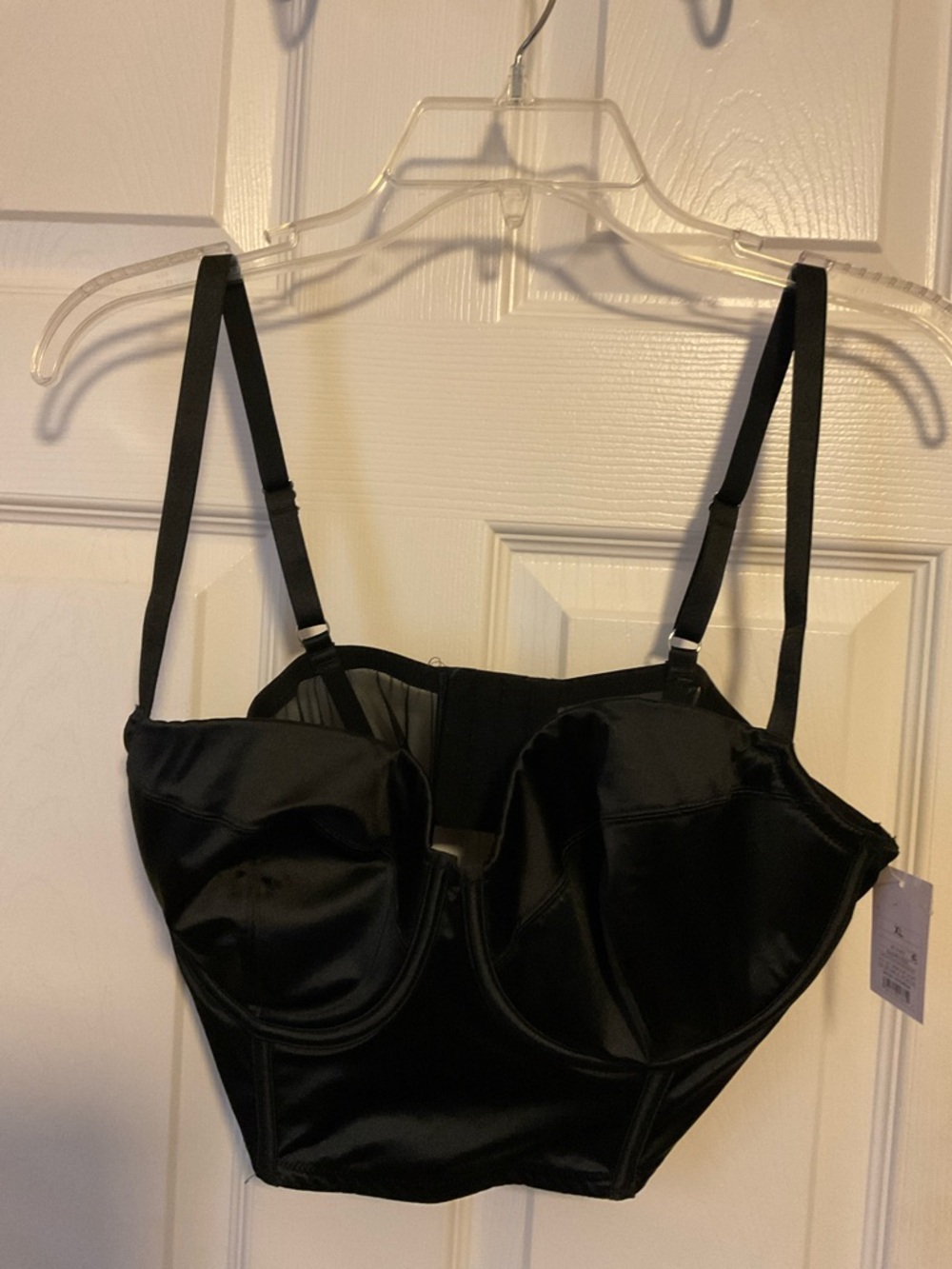 Auden Women's Satin Lightly Lined Black Longline Corset Bralette Size XL NWT